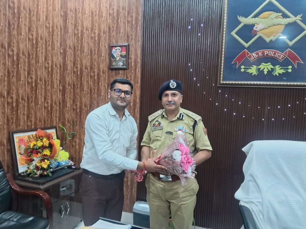 Sushil Singh Charak Congratulates Newly Appointed DIG Jammu-Samba-Kathua, Shiv Kumar Sharma at Zonal Police Headquarters, Panjtirthi Jammu