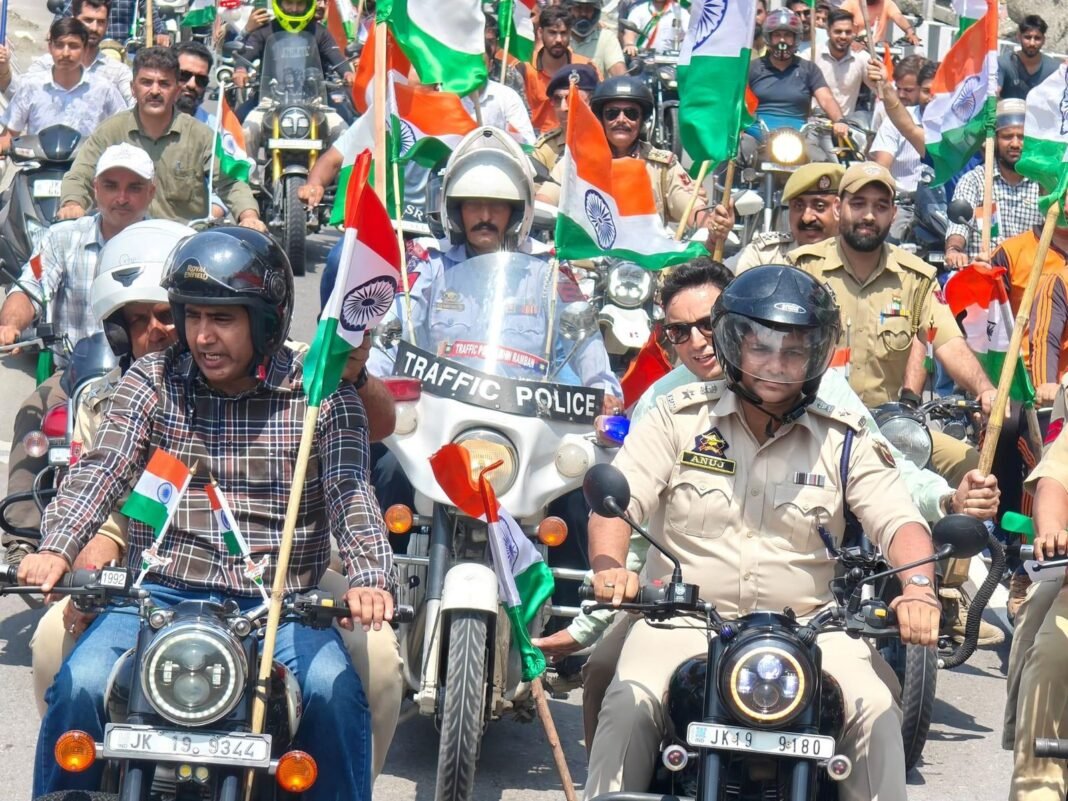 Jammu and Kashmir Police in District Ramban Leads Tiranga Bike Rally Celebrating National Pride and Honouring Brave Hearts