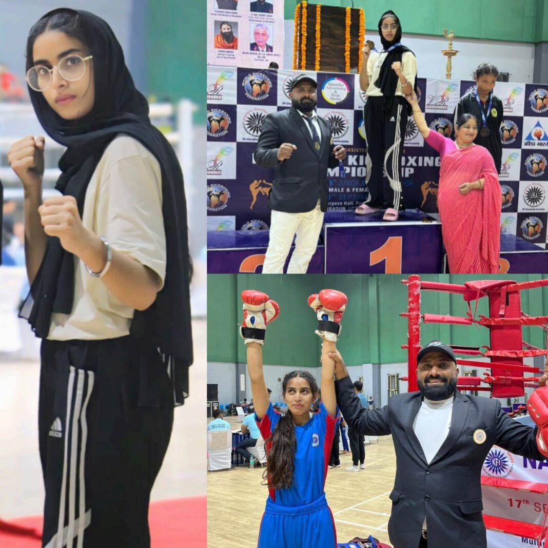 Handwara girl wins gold medal in national Kickboxing championship at Dehradun, Uttarakhand