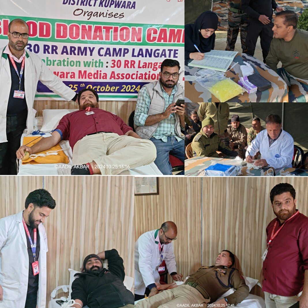 Red Cross Society, Indian Army in Unison With Handwara Media Association Organise Blood Donation Camp At Langate