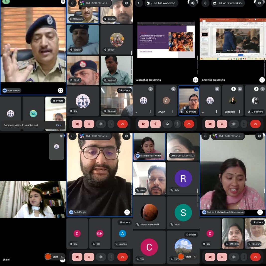 CMH College of Legal Studies, Jammu Conducts Two-Day Online Training Program on “Social Service for Children in Begging”