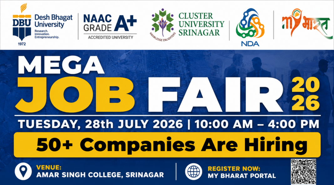 Desh Bhagat University to Organise Mega Job Fair Kashmir 2026 in Srinagar